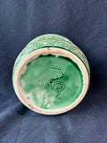 McCoy Green Pottery Greek Key Planter w/ Attached Saucer *Read Description*