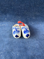 Delft Blue Pottery Pair of Miniature Mini Shoes Holland Netherlands