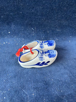 Delft Blue Pottery Pair of Miniature Mini Shoes Holland Netherlands