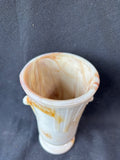 Art Deco Marbled Slag Glass Vase, White & Amber Swirl *Read Description*