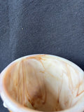 Art Deco Marbled Slag Glass Vase, White & Amber Swirl *Read Description*