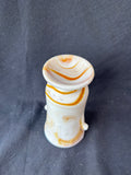 Art Deco Marbled Slag Glass Vase, White & Amber Swirl *Read Description*
