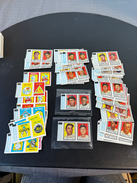 (I) 60-Piece Topps 1962 Uncut Baseball Stamp Collection including Yogi Berra & Willie Mays