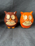 Pair Of Give Thanks Owl Salt & Pepper Shaker Set