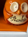 Pair Of Give Thanks Owl Salt & Pepper Shaker Set