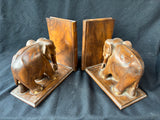 Hand Carved Elephant Bookends As Is*Read Description*