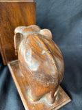 Hand Carved Elephant Bookends As Is*Read Description*