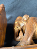 Hand Carved Elephant Bookends As Is*Read Description*