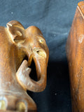 Hand Carved Elephant Bookends As Is*Read Description*