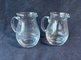 Lot Of 2 Small Clear Glass Water Pitchers