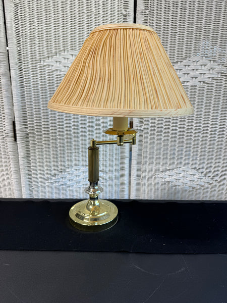 Lightweight Brass Look Swing Arm Table Lamp (WORKS)