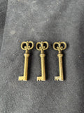 Lot Of 3 Brass Skeleton Keys