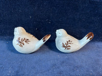 Brown And White Bird Salt And Pepper Shakers With Under Plate