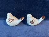 Brown And White Bird Salt And Pepper Shakers With Under Plate