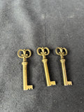 Lot Of 3 Brass Skeleton Keys