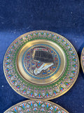 Set Of 4 Egypt Airlines First Class Etched Brass Collectible Plates