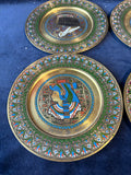 Set Of 4 Egypt Airlines First Class Etched Brass Collectible Plates