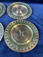 Set Of 4 Egypt Airlines First Class Etched Brass Collectible Plates