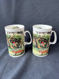 Pair Of Dunoon Fine Bone China Mugs English Fox Hunt