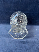 Egg-Shaped Footed Pedestal Clear Cut Glass Candy Dish