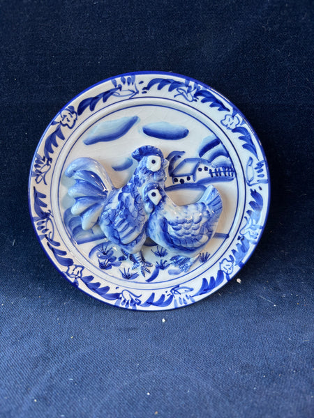 Bella Casa Plate By Ganz Blue And White Chicken Rooster Wall 3D Mini