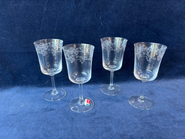 Set Of 4 Fostoria Crystal Poetry Water Goblets
