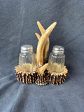 Faux Antler Salt & Pepper Caddy Set- 3 PCs