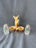 Faux Antler Salt & Pepper Caddy Set- 3 PCs
