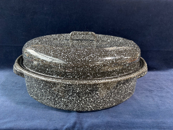 Black White Speckled Roaster Pan
