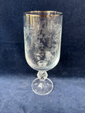 Set Of 4 Silver Toned Trim Etched Goblets (2 Sets Available, Priced Individually)