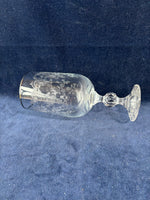 Set Of 4 Silver Toned Trim Etched Goblets (2 Sets Available, Priced Individually)