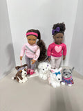 Pair Of My Life As Dolls W/ 4 Stuffed Puppies (D)