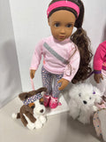 Pair Of My Life As Dolls W/ 4 Stuffed Puppies (D)