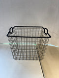 Black Rectangular Wire Metal Basket W/Handles