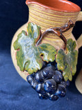 3 Piece French Refware Pottery Applied Grapes 3D Pitcher And Cups *Read Description*