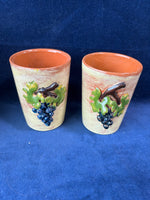 3 Piece French Refware Pottery Applied Grapes 3D Pitcher And Cups *Read Description*