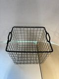 Black Rectangular Wire Metal Basket W/Handles