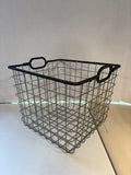 Black Rectangular Wire Metal Basket W/Handles
