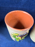 3 Piece French Refware Pottery Applied Grapes 3D Pitcher And Cups *Read Description*