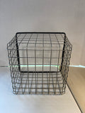 Black Rectangular Wire Metal Basket W/Handles