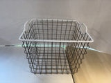 White Rectangular Wire Metal Basket W/Handles
