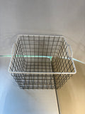 White Rectangular Wire Metal Basket W/Handles