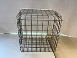 White Rectangular Wire Metal Basket W/Handles