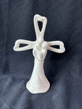 Ceramic Wedding Cake Topper Couple Floral Cross