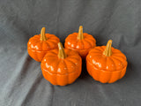 Set Of 4 World Market Ceramic Pumpkin Dishes W/ Lids