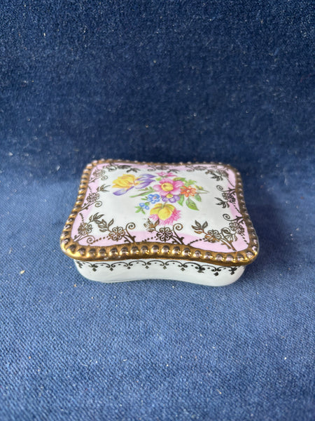 Dresden China Floral Trinket Box