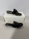 Anne Klein Akirisa Black/Gold Wedge Sandal iFlex Jeweled Slide Women's 8 M (DD)