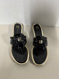 Anne Klein Akirisa Black/Gold Wedge Sandal iFlex Jeweled Slide Women's 8 M (DD)