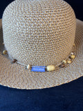 Wallaroo Naomi Sun Hat Womens Petite Beige SPF Drawstring With Beaded Detail