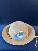 Wallaroo Naomi Sun Hat Womens Petite Beige SPF Drawstring With Beaded Detail